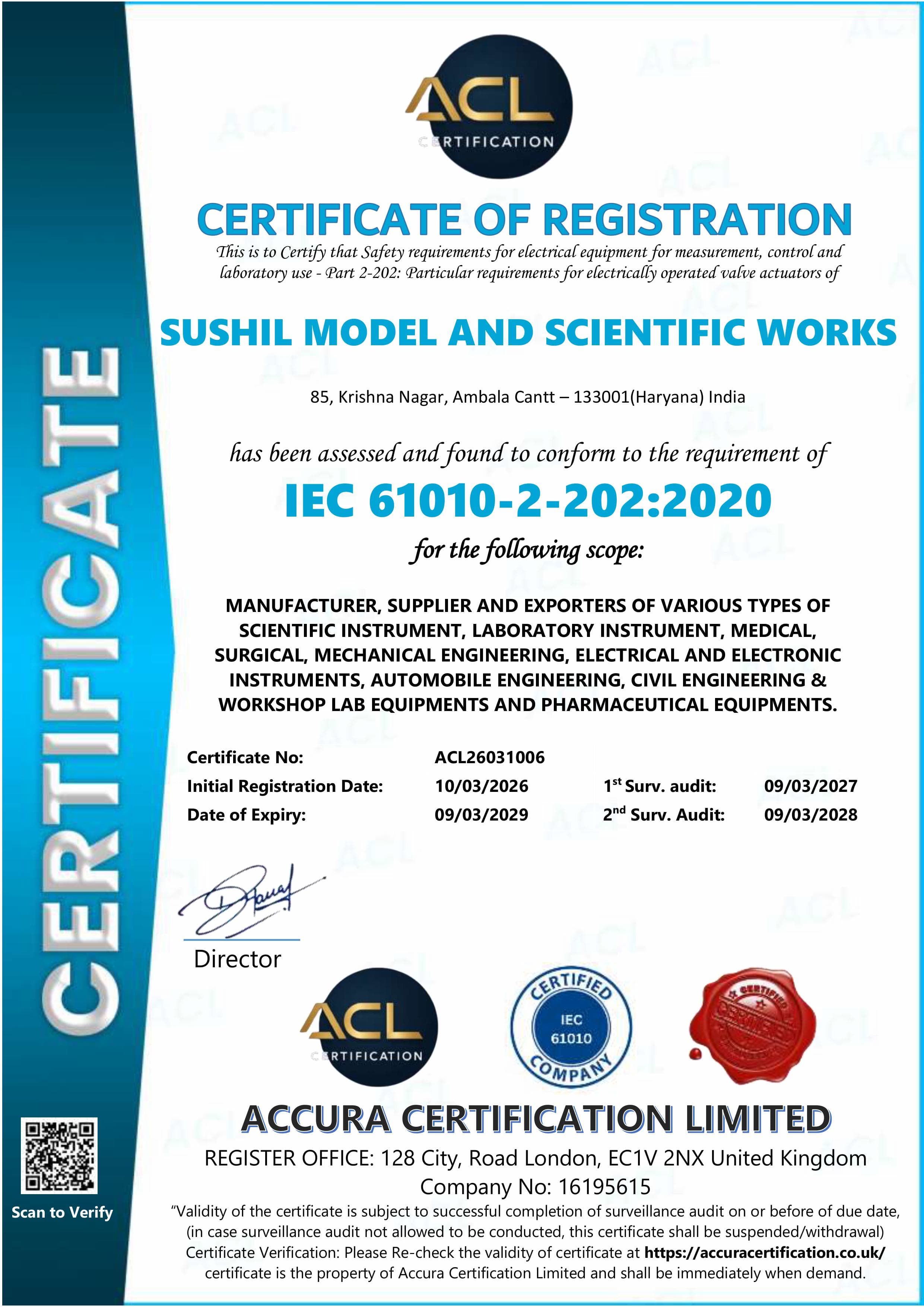 Certificate 07 — Sushil Model and Scientific Works